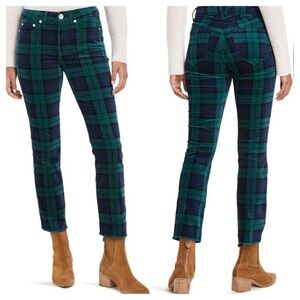 Vineyard Vines black watch plaid velvet pants Crop Straight High rise size 26